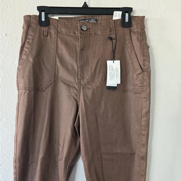 $68 New Black Tape Leather Ankle Pants Brown Women High Rise Size 30 Pockets - Picture 4 of 12